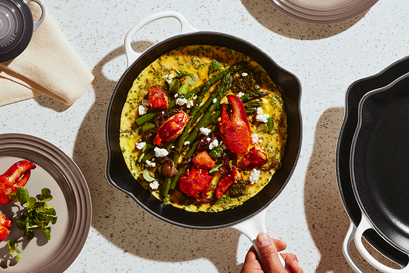 Omelette au homard et aux asperges